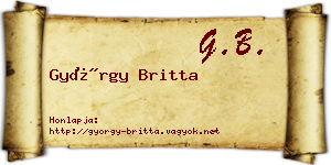 György Britta névjegykártya